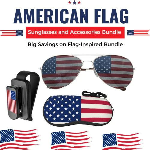 Oval USA Flag Aviator Sunglasses - Image 6