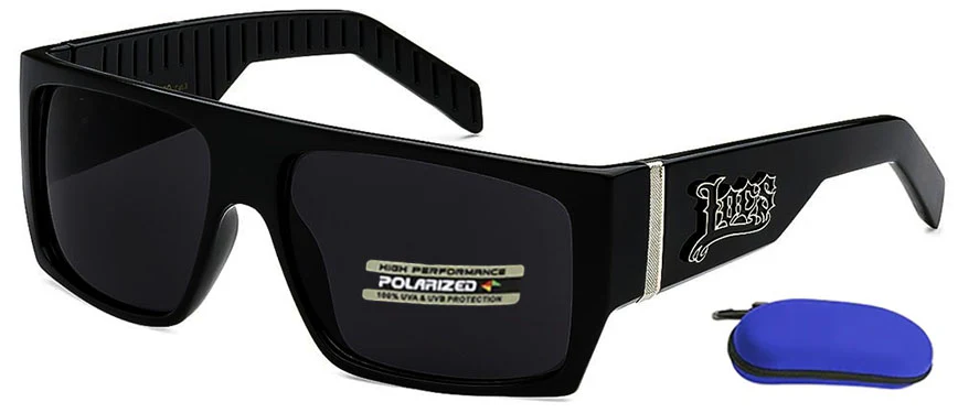 Flat Top Large Frame Polarized Locs Sunglasses With Logo