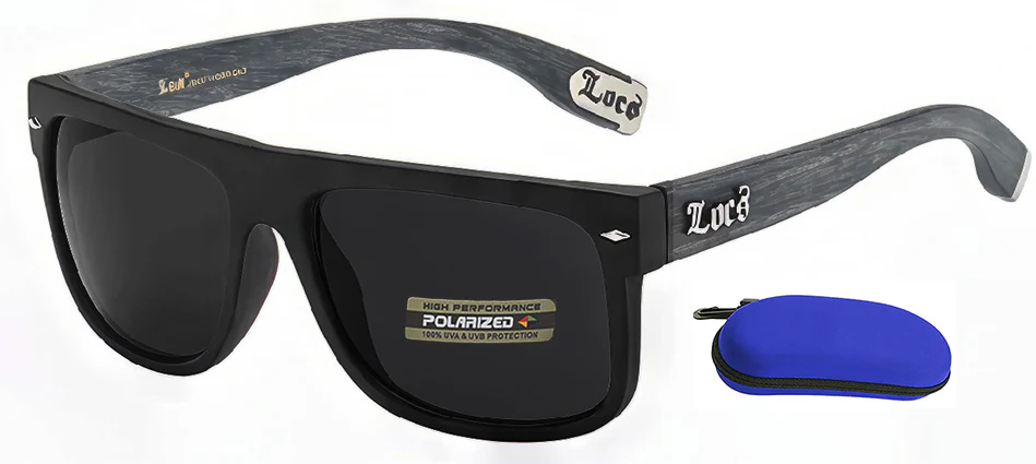 Classic Wood Frame Polarized Locs Sunglasses With Logo